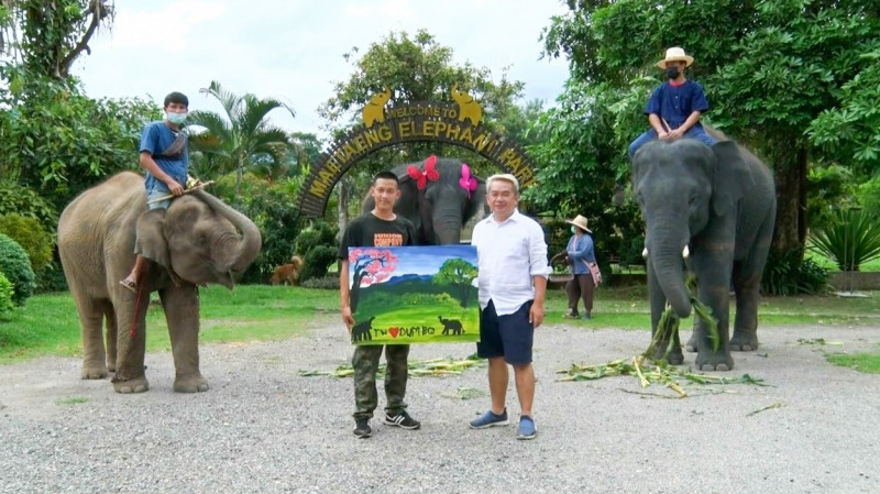 Un elefant pictează tablouri care se vând cu sute de lire sterline.