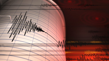 Seismograf în timp ce înregistrează un cutremur.