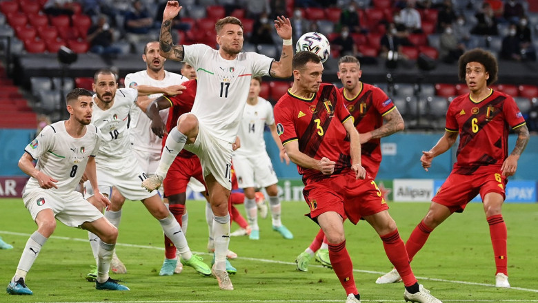 Fază de joc de la meciul Italia Belgia de la EURO 2020