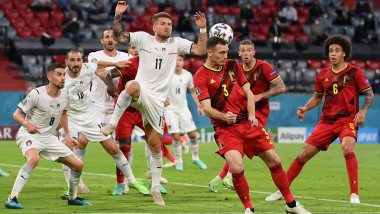 Fază de joc de la meciul Italia Belgia de la EURO 2020