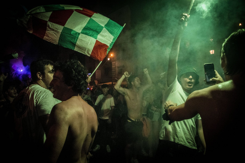 EURO 2020 Italy's football fans celebrating the victory, Rome, Italy