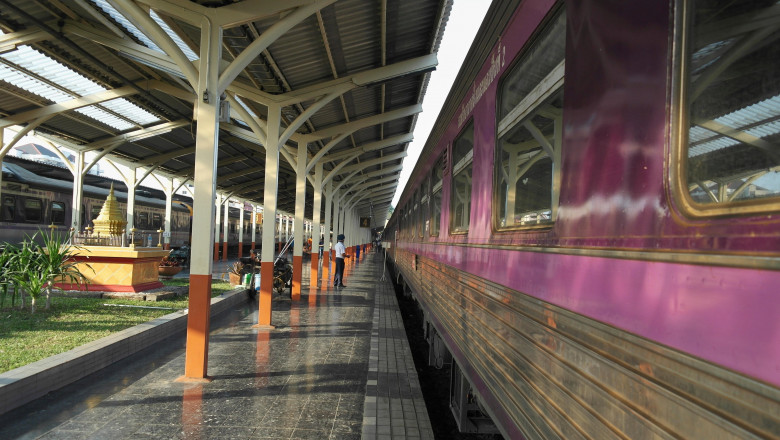 Thai train in the station of Chiang Mai - Thailand