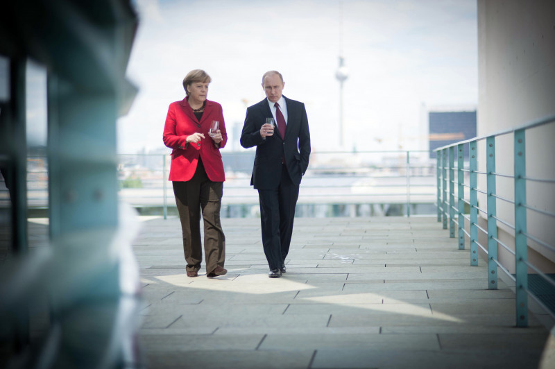 Putin Meets With Merkel In Berlin
