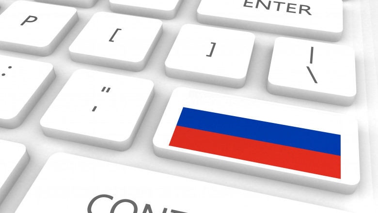 tastatura cu steagul rusiei pe ea