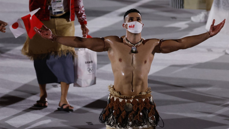 Team Tonga Marches in Opening Ceremonies