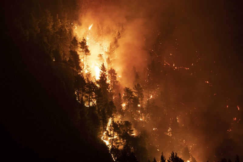 Wildfires Continues In Greece, Kourkouli Village During The Night - 05 Aug 2021