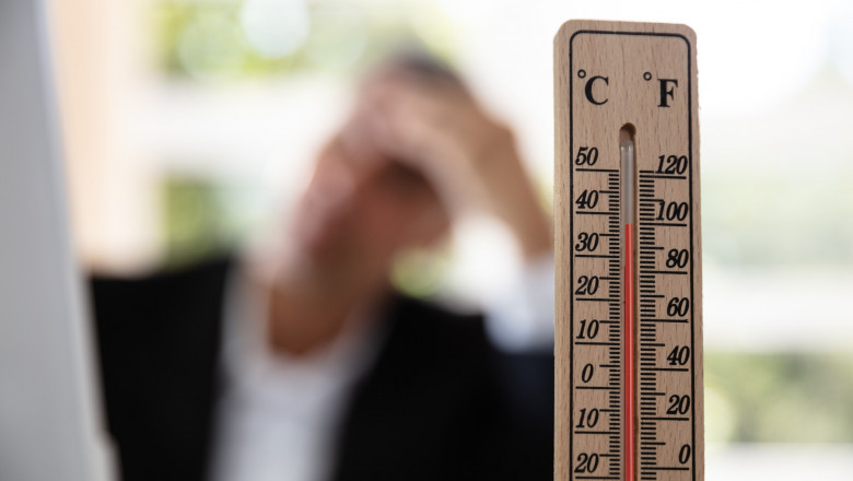 Businessman Working During Hot Weather