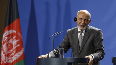 Ashraf Ghani sustine un discurs in timpul unei vizite in germania