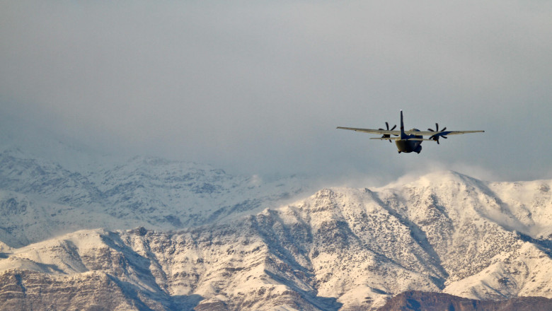 A U.S. Air Force C-27J Spartan from the 179th Airlift Wing, Ohio Air National Guard, takes off from Bagram Air Field, Afghanistan, Jan. 15, 2012. The C-27J is a twin turboprop aircraft suited for short takeoff and landings, tactical operations, and aerom
