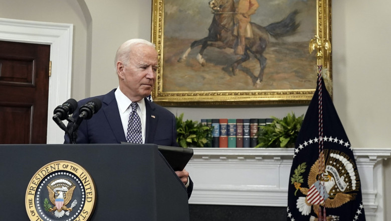 Joe Biden la o conferință de presă în Biroul Oval, pe tema retragerii din Afganistan