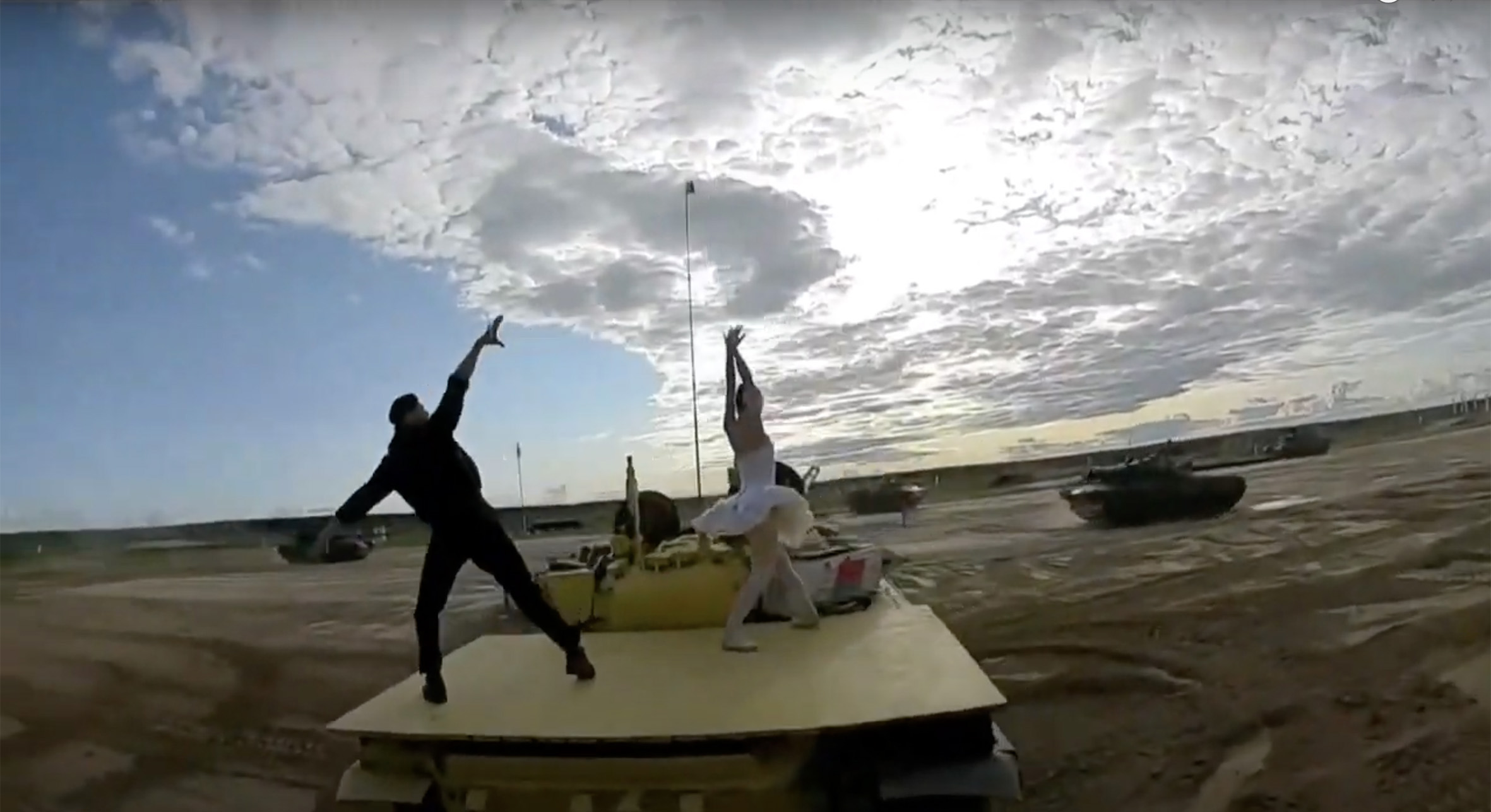Feared Belarus military in bizarre performance of Swan Lake on top of army tanks