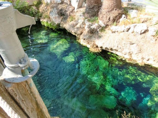 Cleopatra pool with termal water at Pamukkale, Turkey.