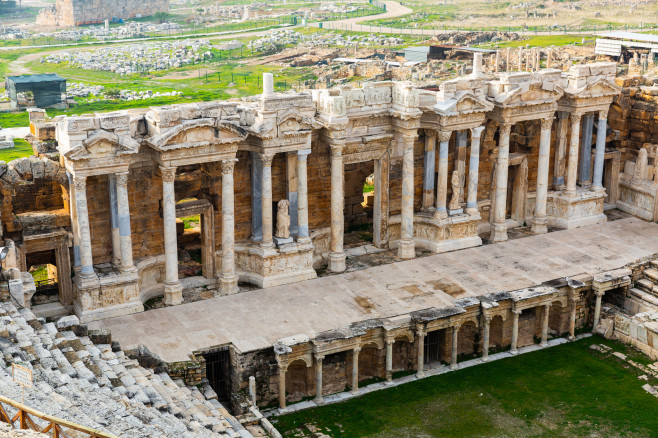 Ancient Greek theatre ruins of Hierapolis, Turkey