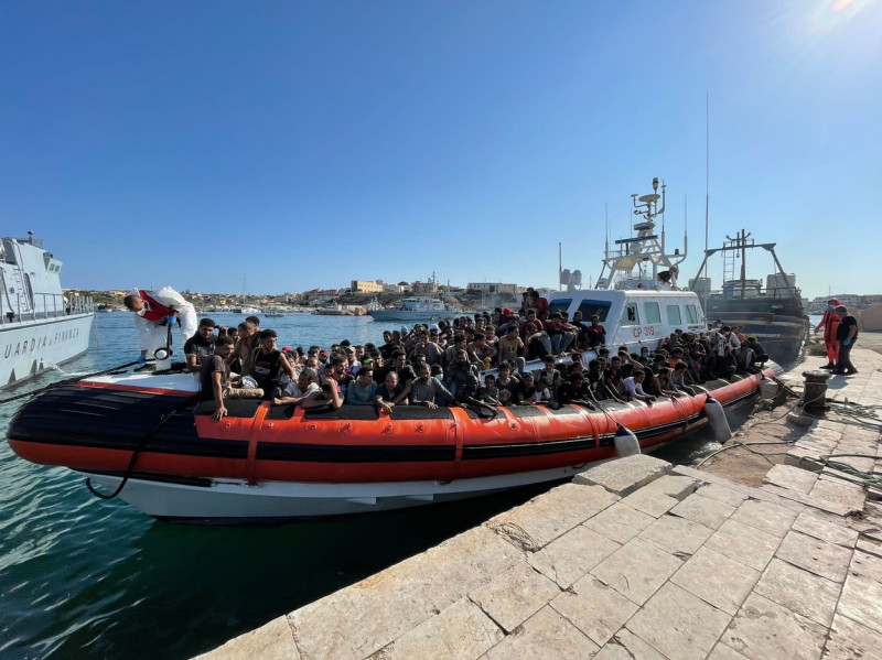 Lampedusa Southern Border Of Europe: Over 500 Disembark From A Fishing Boat