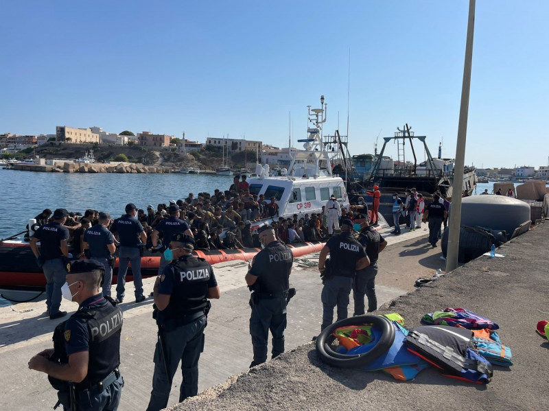 Lampedusa Southern Border Of Europe: Over 500 Disembark From A Fishing Boat
