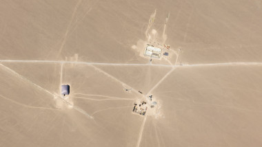 satellite image obtained on July 29, 2021 courtesy of Planet Labs Inc. shows an image that researchers say are missile silos under construction in the Chinese desert