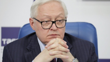 Russia's Deputy Foreign Minister Sergei Ryabkov attends an online press conference