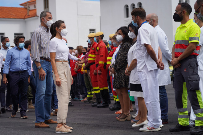 The King and Queen visit the area affected by the volcano eruption in La Palma