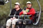EXCLUSIVE: Angela Merkel and Joachim Sauer spotted on a chair lift during their holiday in Solda