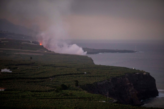 La Palma volcano begins to form a lava delta after reaching the sea