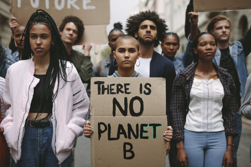 Activists doing a silent protest to save earth