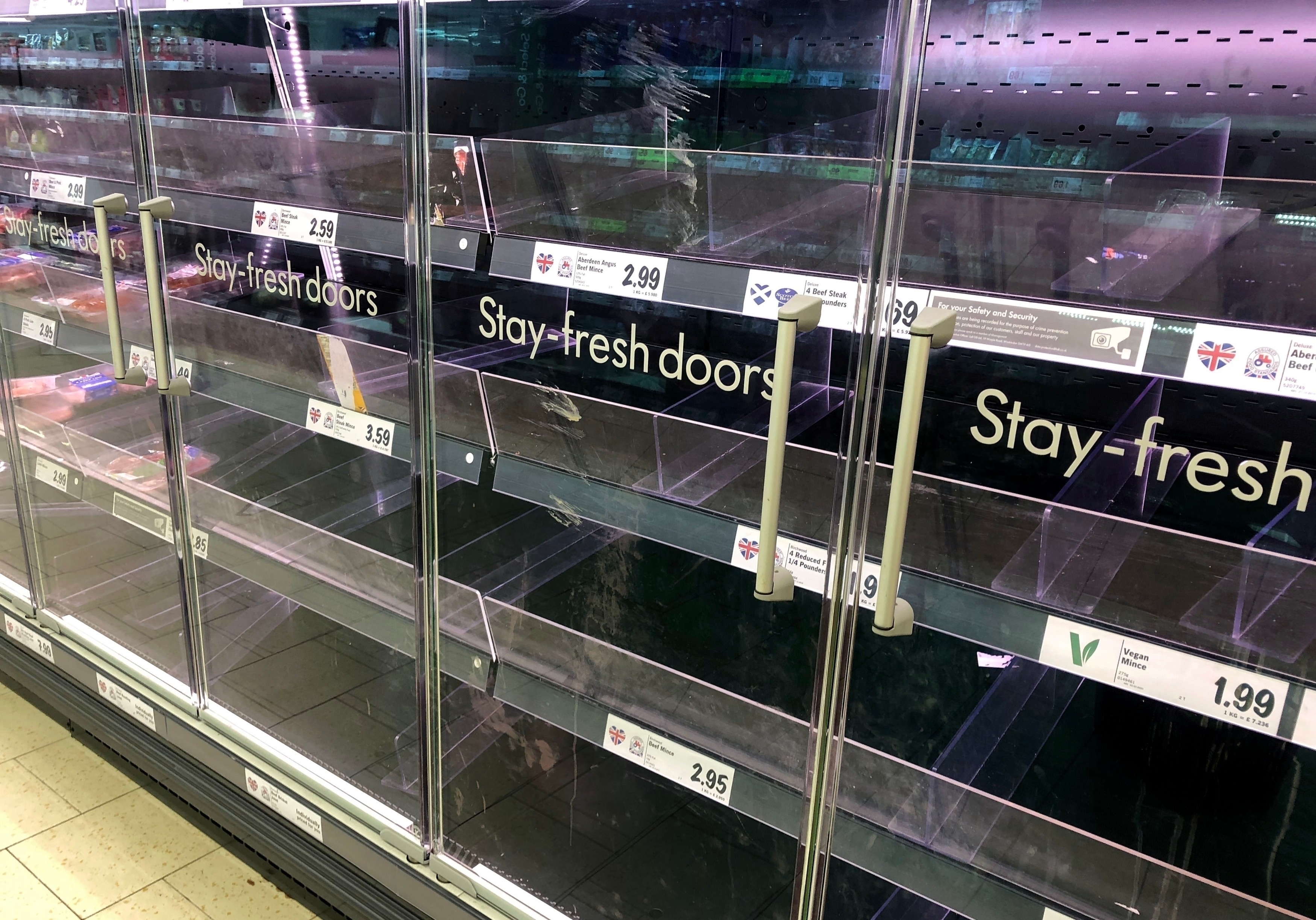 Shortage of stock in supermarkets in London
