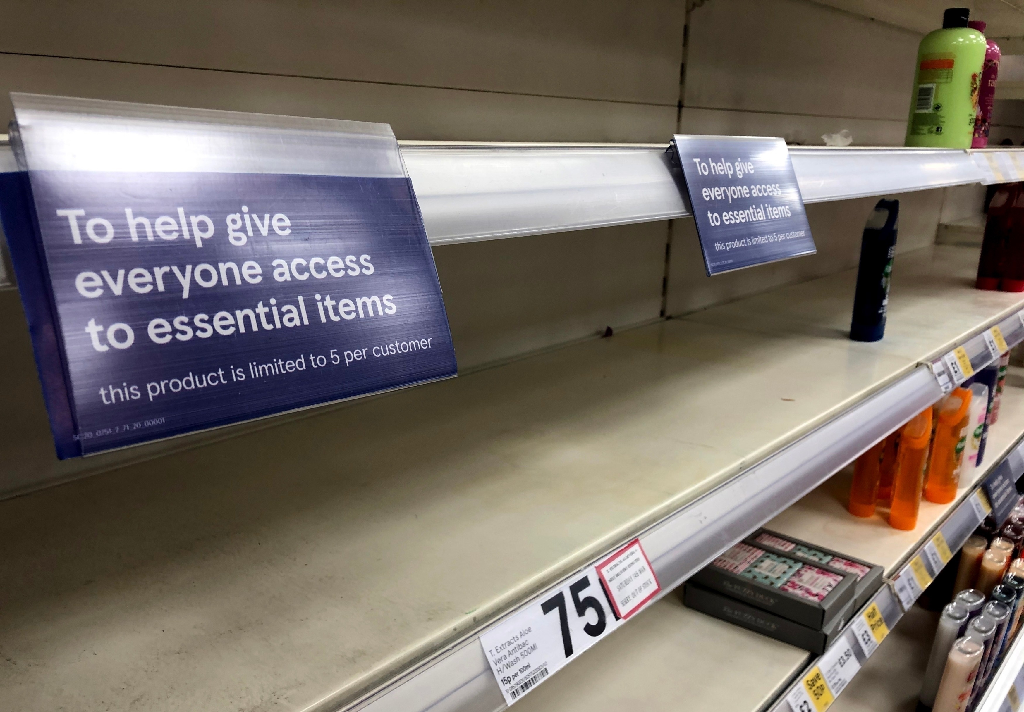 Shortage of stock in supermarkets in London