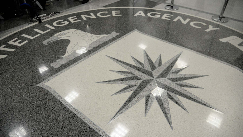 The seal of the Central Intelligence Agency (CIA) is seen on the floor