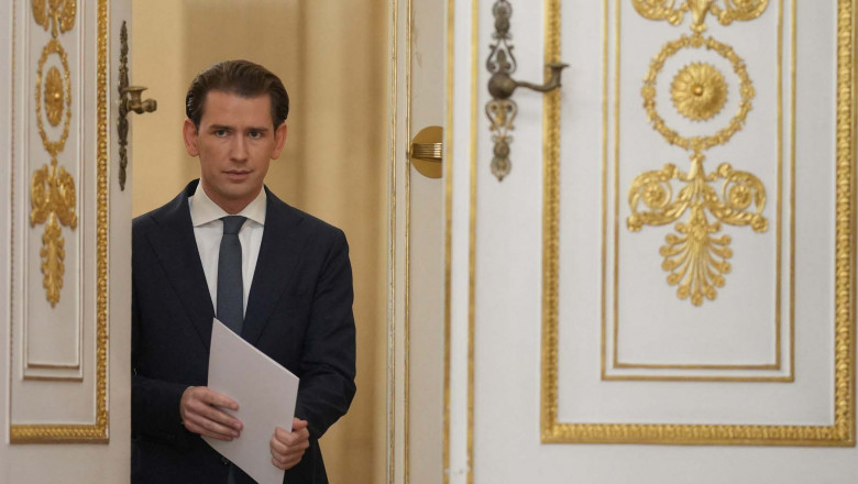 Austrian Chancellor Sebastian Kurz arrives to give a press statement on the government crisis at the Federal Chancellery in Vienna