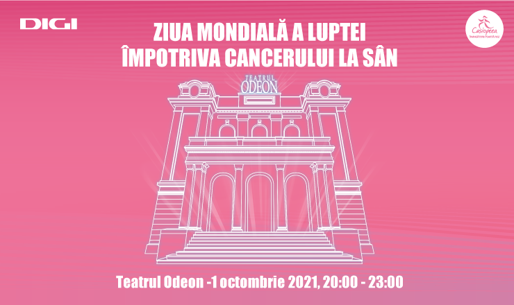(P) Pe 1 Octombrie Teatrul Odeon va fi luminat în roz pentru a marca Ziua Internațională a luptei împotriva cancerului la sân