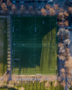Drone View of Soccer Fields in Norrebro, Copenhagen