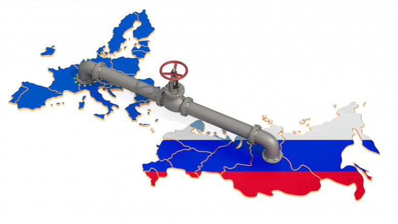 Russia-EU gas pipeline, 3D rendering isolated on white background