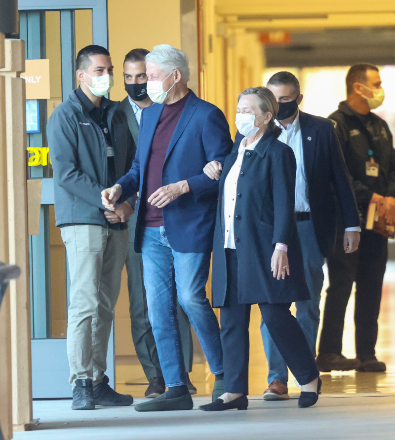 Back on his feet! Former President Bill Clinton looks in good spirits as he leaves the hospital in California.