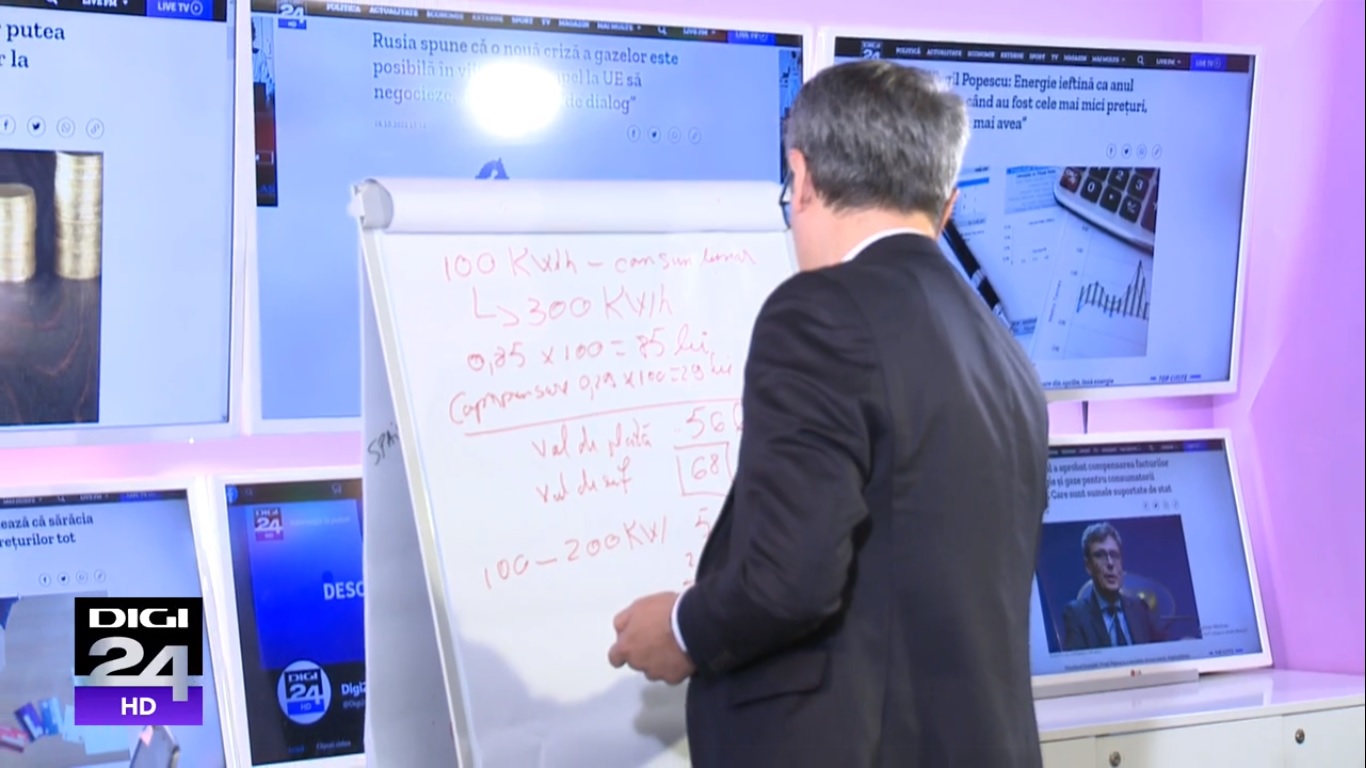 Virgil Popescu explică la Interviurile Digi24.ro cum se va calcula factura la energie iarna aceasta: „Compensarea asigură un preț mic”