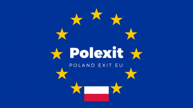 steag al poloniei in locul unei stele de pe steagul UE în mijlocul căruia scrie „Polexit”