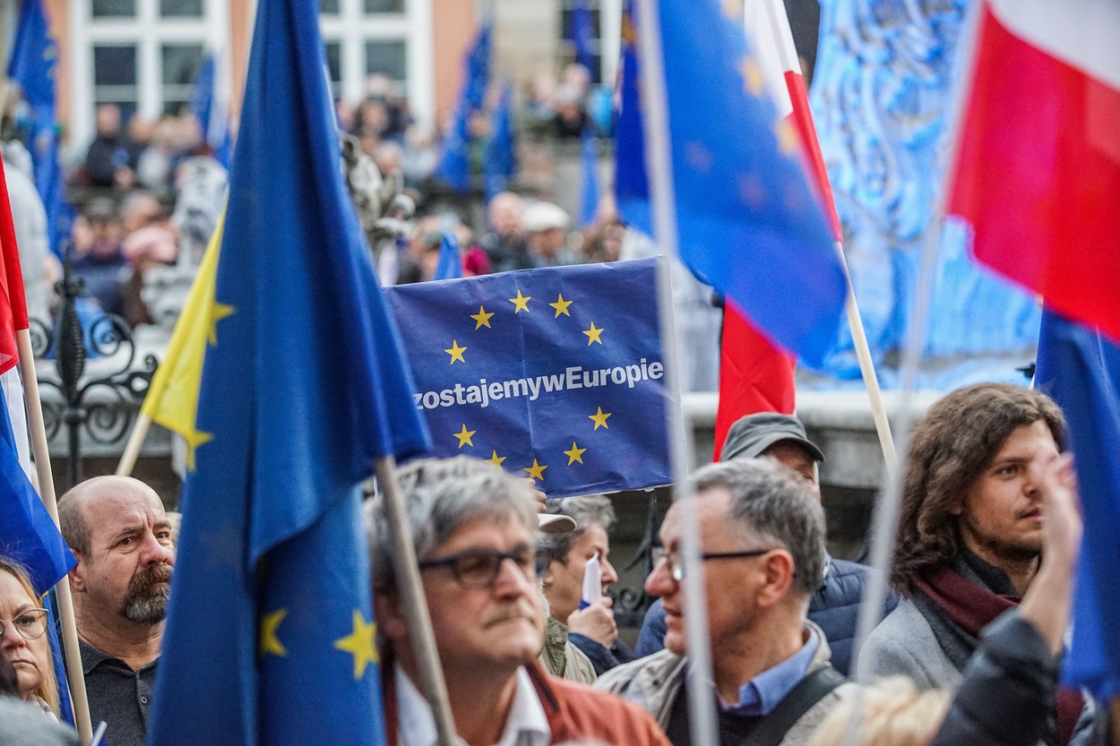 Protest Agains POLEXIT In Gdansk, Poland - 10 Oct 2021