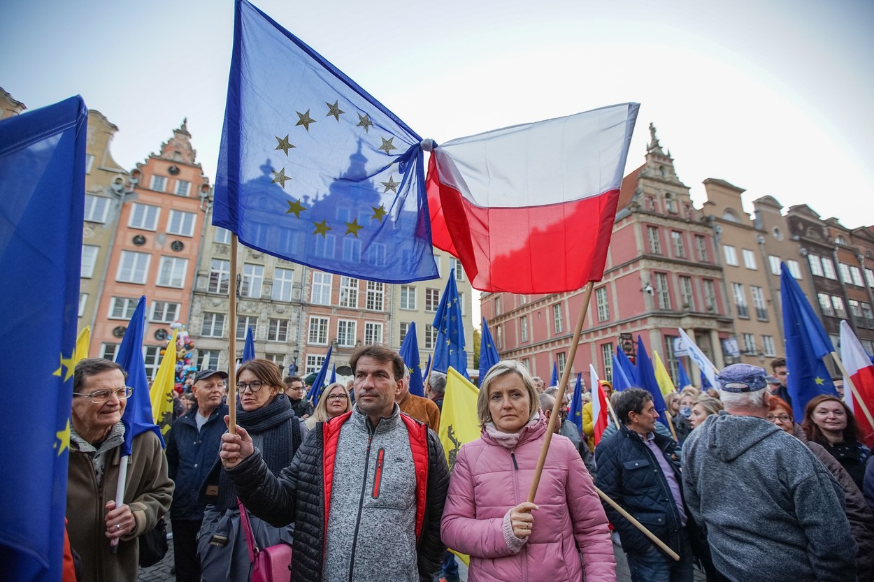 Protest Agains POLEXIT In Gdansk, Poland - 10 Oct 2021