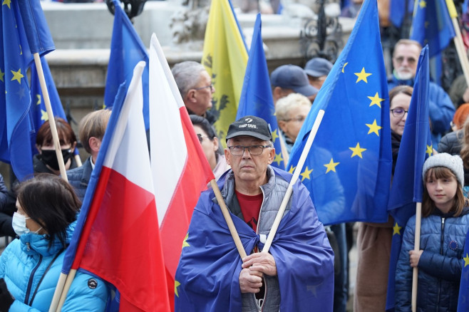 Protest Agains POLEXIT In Gdansk, Poland - 10 Oct 2021
