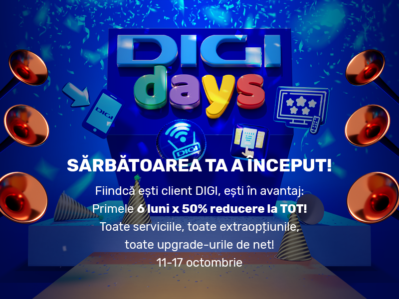 DIGI răsplătește fidelitatea clienților cu reduceri de 50%, timp de 6 luni