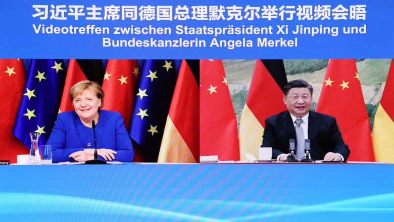 Preşedintele chinez Xi Jinping și Angela Merkel