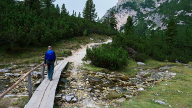 Mountains,creek,footbridge,tourist,forest