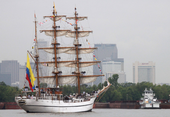 Ecuadorian sailors of the Ecuadorian tall ship BAE Guayas arrives for the War of 1812 Bicentennial Commemoration April 17, 2012 in New Orleans, LA. The events are part of a series of city visits by the Navy, Coast Guard, Marine Corps and Operation Sail be