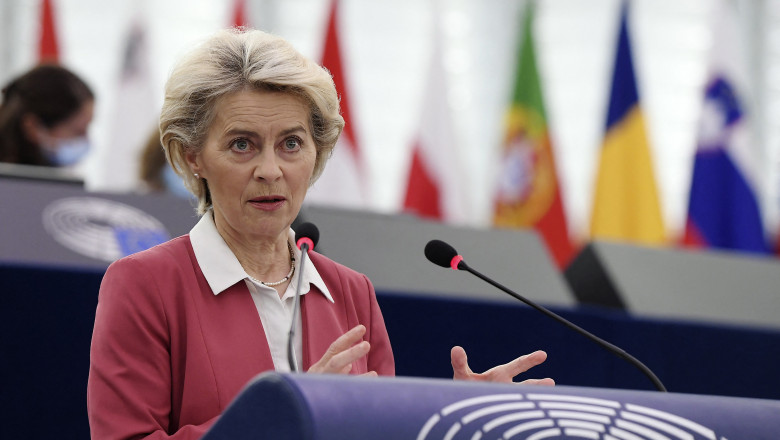 Ursula von der Leyen la tribuna Parlamentului European