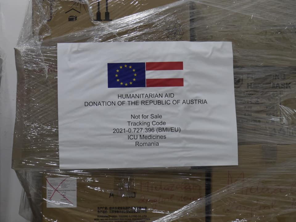 Medicamente pentru bolnavii COVID-19, oferite României de Austria