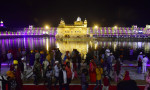 Illuminated Golden Temple On The Eve Of Diwali Festival, Amritsar, Punjab, India - 03 Nov 2021
