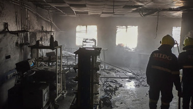 Firefighters inspect a ward after a fire broke out at a hospital in Ahmednagar district on November 6, 2021