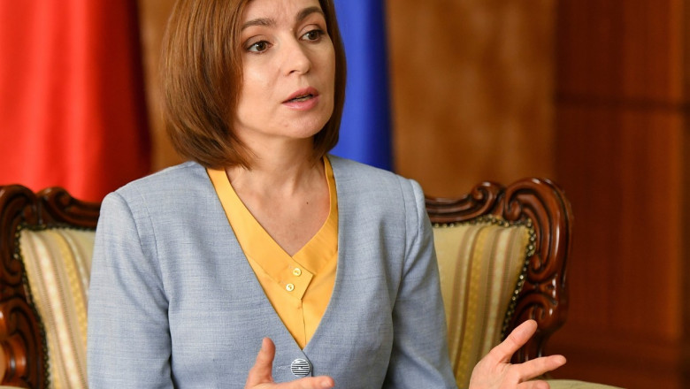 Președinta Republicii Moldova, Maia Sandu, în timpul unui interviu