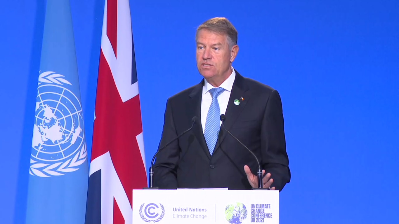 Klaus Iohannis, la COP26: România are una dintre cele mai scăzute rate de emisii de carbon din UE. Suntem angajați să facem mai mult