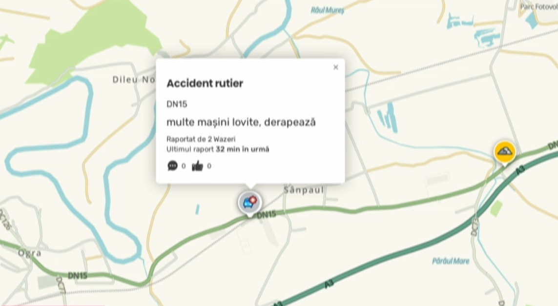 Carambol cu 20 de mașini în județul Mureș. O persoană a fost rănită