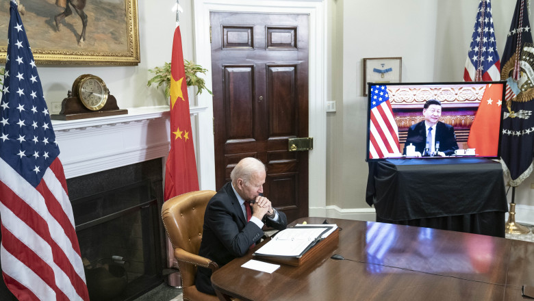 President Biden meets virtually with President of the People's Republic of China Xi Jinping, Washington, District of Columbia, USA - 15 Nov 2021